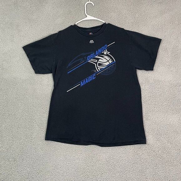Majestic Orlando Magic Shirt Men L Black NBA Short Sleeeve Tee - Picture 1 of 8